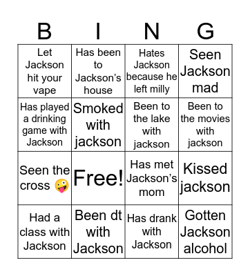 Jackson bond bingo Card