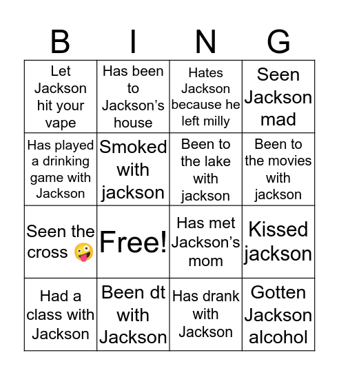 Jackson bond bingo Card