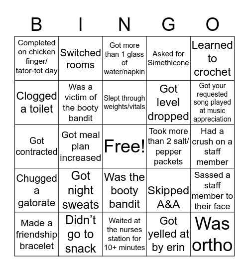 Renfrew Bingo 🥦🧀🍌🥩🥑 Bingo Card