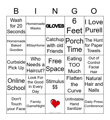 Quarantine Bingo Card