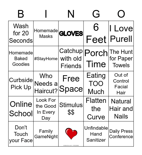 Quarantine Bingo Card