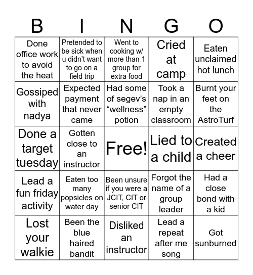 cit bingo Card