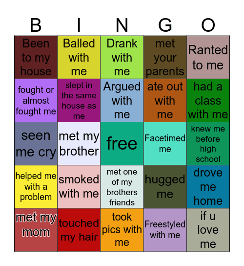 Nate’s Bingo Card