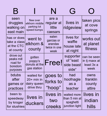 East Side Edition 🤣🤣🤣 Bingo Card