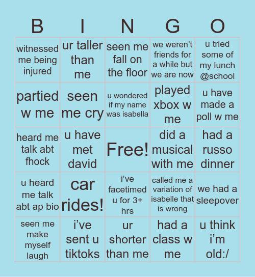 izzy bingo YAY Bingo Card