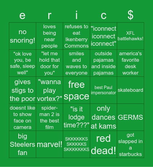 ERIC MENENDEZ CHECKKKK Bingo Card
