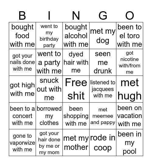 Maddie’s Bingo Card
