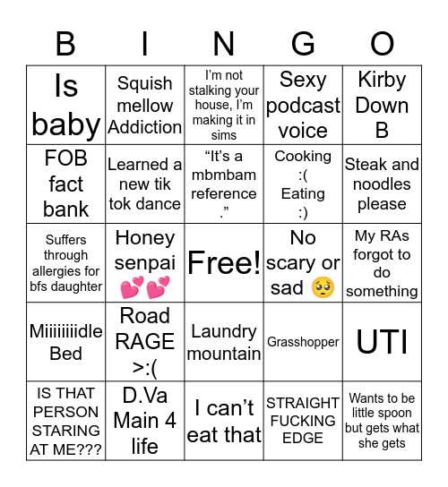 Tori’ Bingo Card