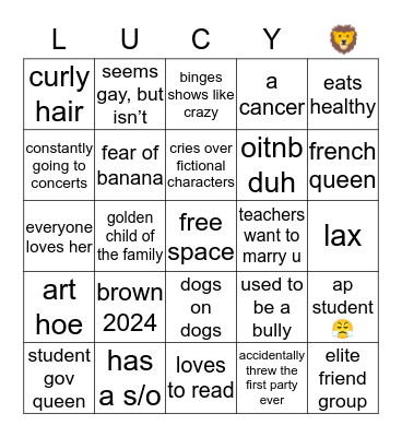 giraffe716 bingo Card