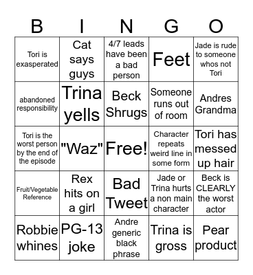 Victorious Bingo Card