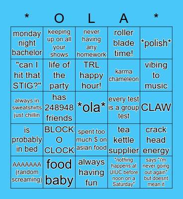 *ola energy bingo* Bingo Card