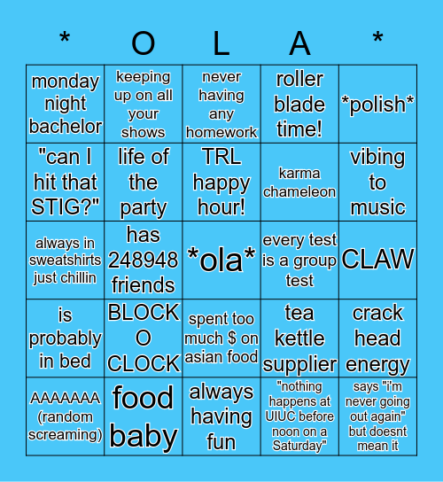 *ola energy bingo* Bingo Card