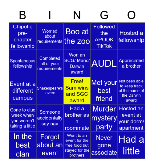 APODK Bingo Card