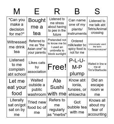 Merbs Bingo Card