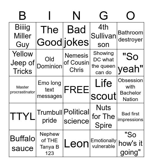 Ethan's Brand Bingo Card