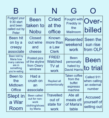 CGSH Paralegal Bingo Card
