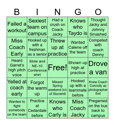 MC Track Bingo Card