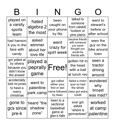 gtown bingo Card