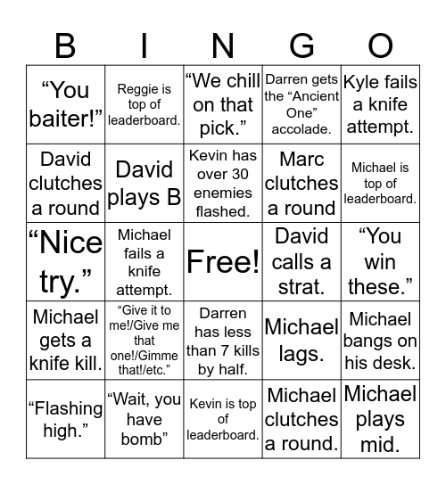 LDS CSGO BINGO Card