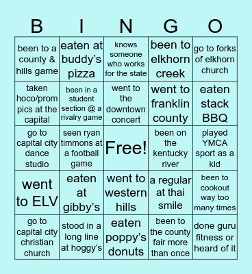 Frankfort Edition Bingo Card
