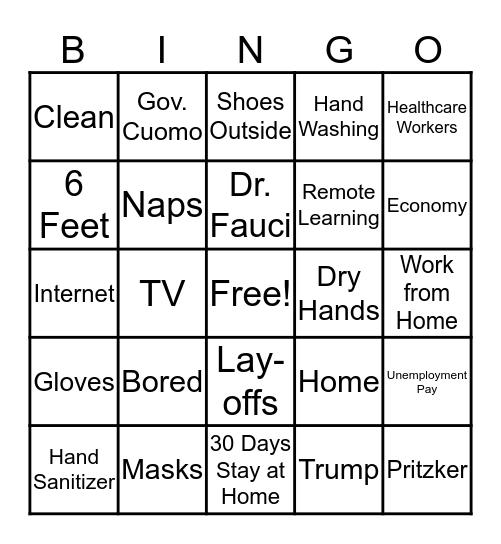 Quarantined Bingo Card