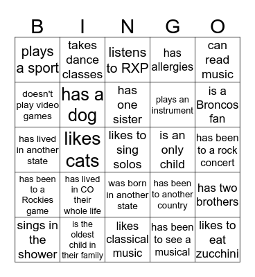 Find someone who... Bingo Card