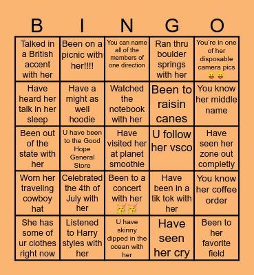 Maky Moo’s Bingo Card