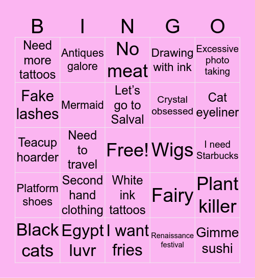 A L I C E Bingo Card