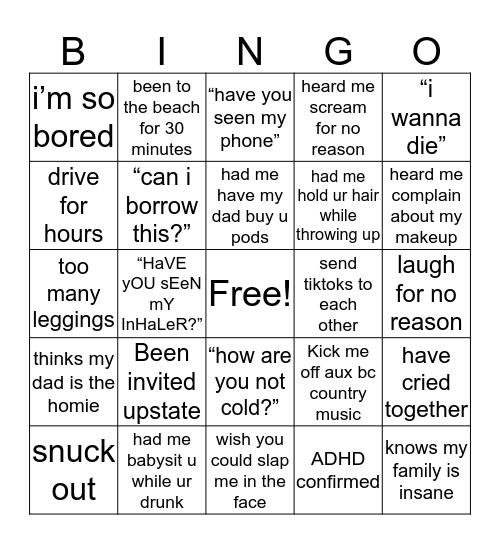 Kathryn’s Bingo Card