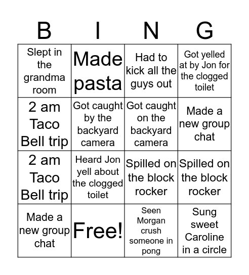F BABIES Bingo Card
