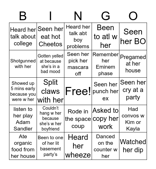 Brenna’s Bingo Card