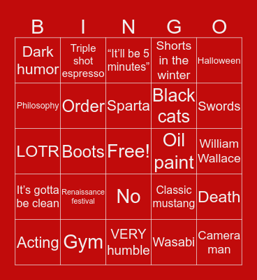 O L I V E R Bingo Card