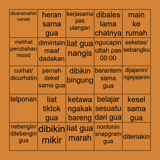 bingo-nya sadbicos Bingo Card