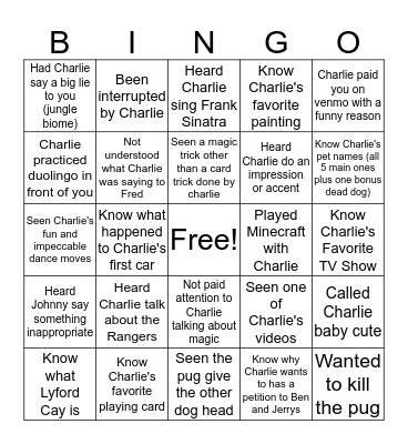 Charlie's Bingo Card
