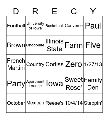 TEAM Bingo Card