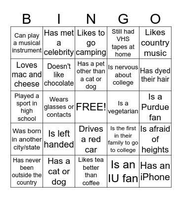 Find someone who... Bingo Card