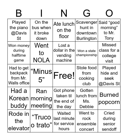 TBS BINGO! Bingo Card