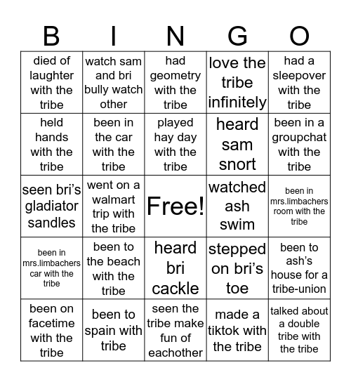 tribe BINGO Card