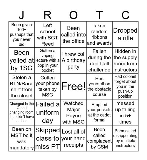 GRISSOM JROTC Bingo Card