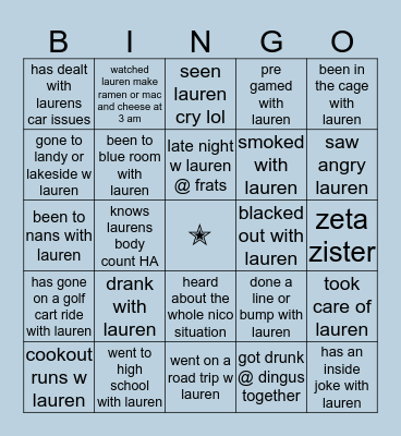 lauren’s bingo ☻ Bingo Card