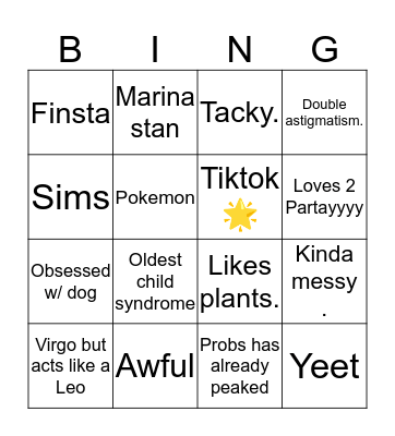 Luke Bingo Card