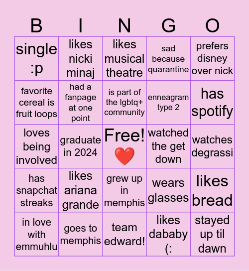 PRINCE :D Bingo Card