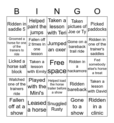 Phoenic Farm Bingo Card