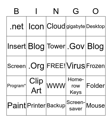 Computer Technology Bingo Card