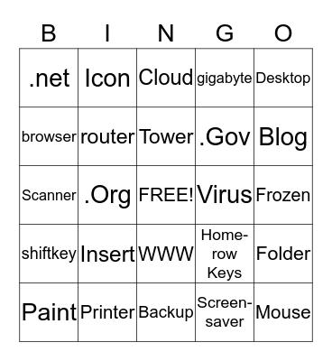 Computer Technology Bingo Card