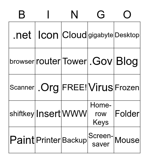 Computer Technology Bingo Card