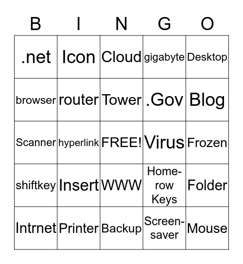 Computer Technology Bingo Card