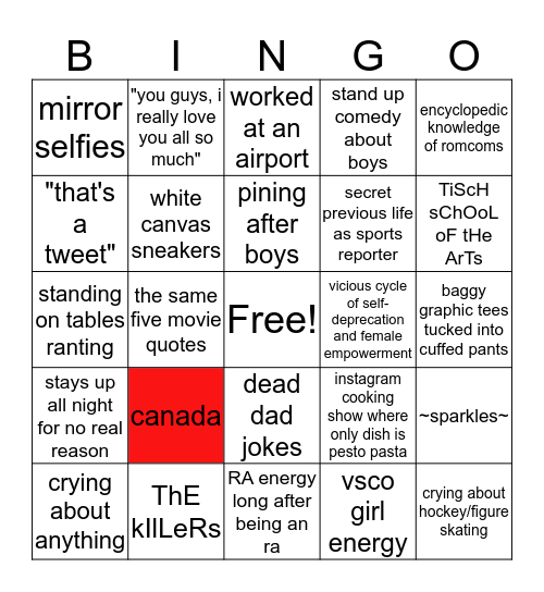 rachel bingo Card
