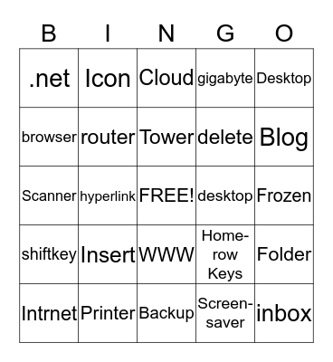 Computer Technology Bingo Card