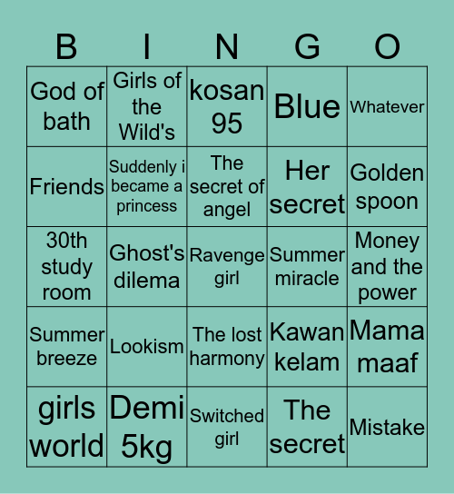 WEBTOON DRAMA Bingo Card